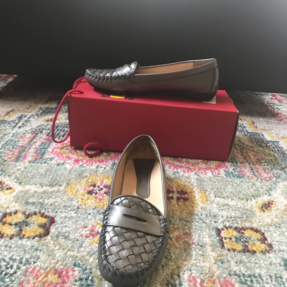 Van Eli Italian Leather Pewter Penny Loafers